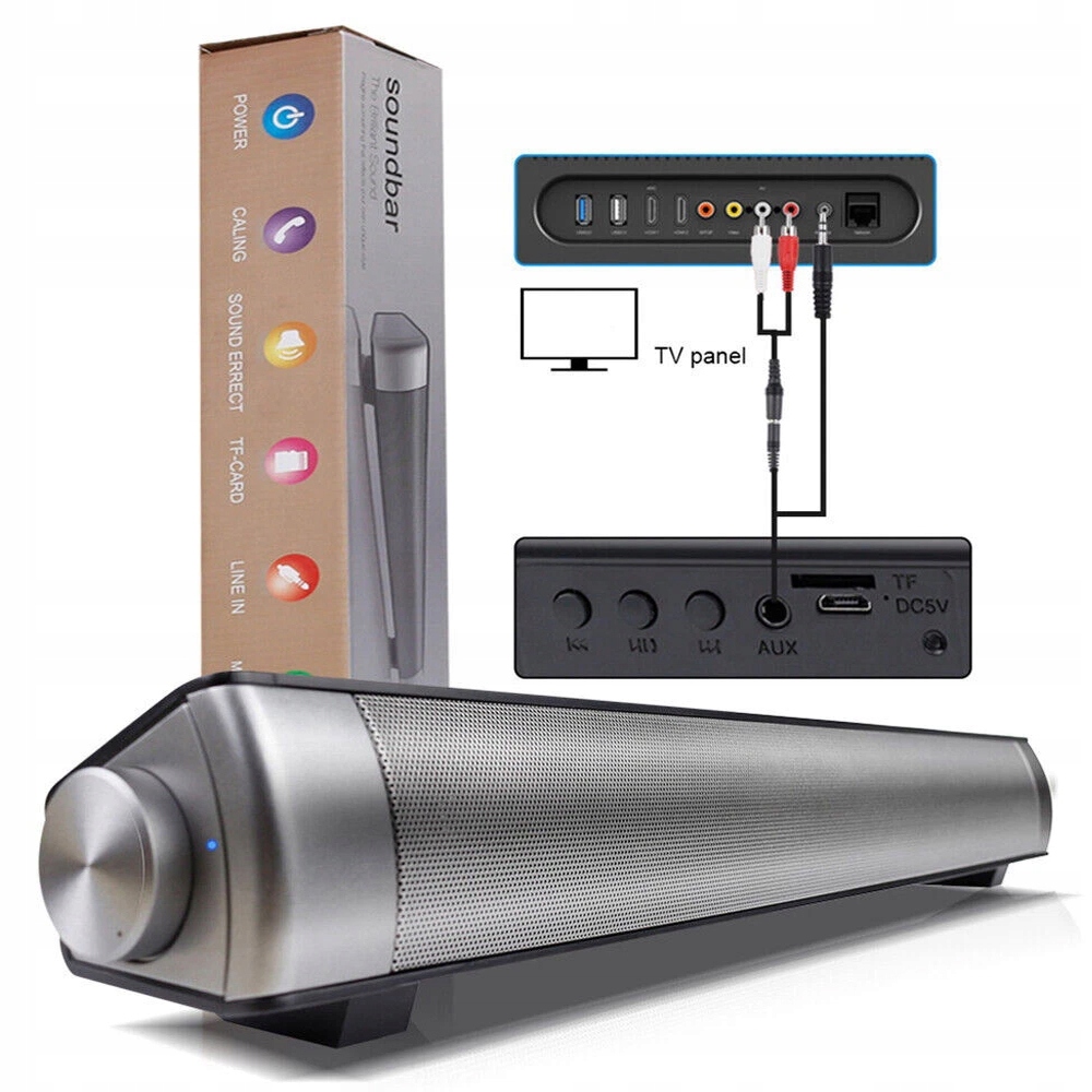 Mini Bluetooth Soundbar S Dálkovým Ovládáním Aux Rca Pro Párty Doma V Autě