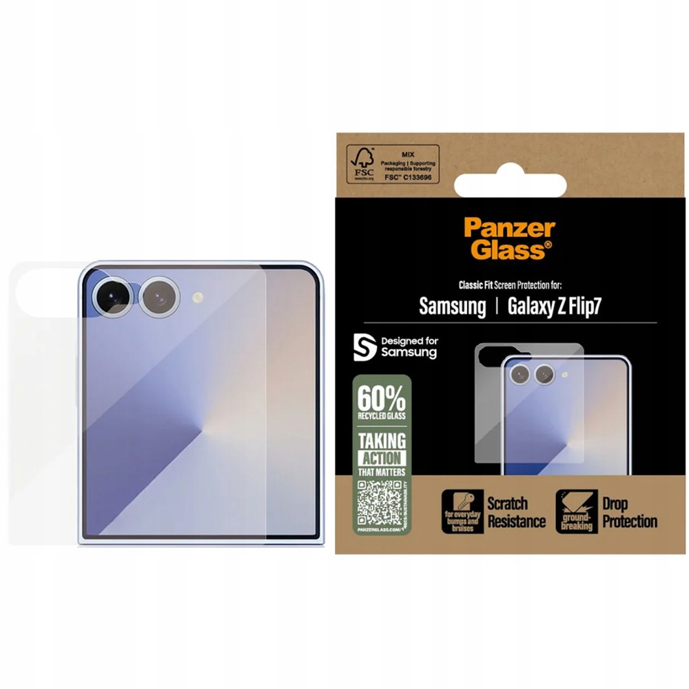 Sklo PanzerGlass pro Galaxy Z Flip7, tvrzené sklo, sklíčko