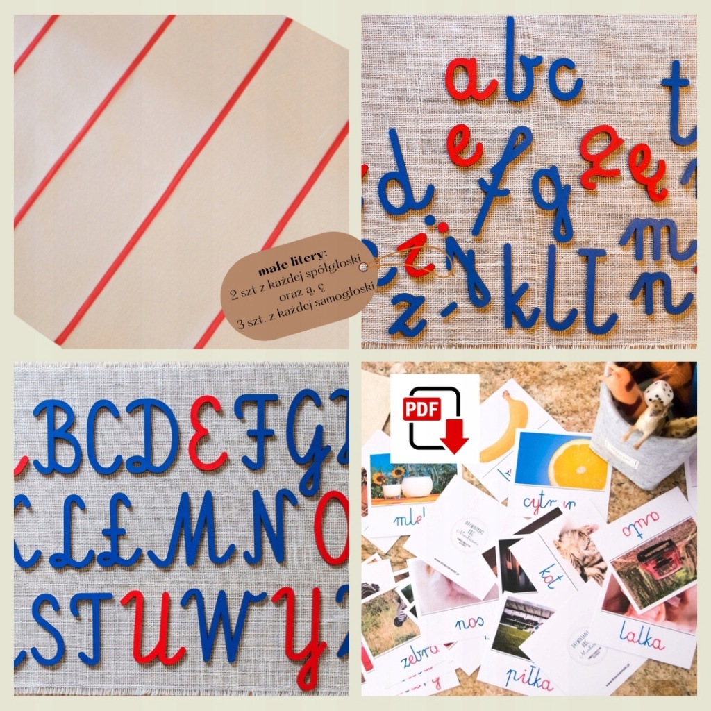 Sada: Pohyblivá abeceda Montessori podložka karty Pdf