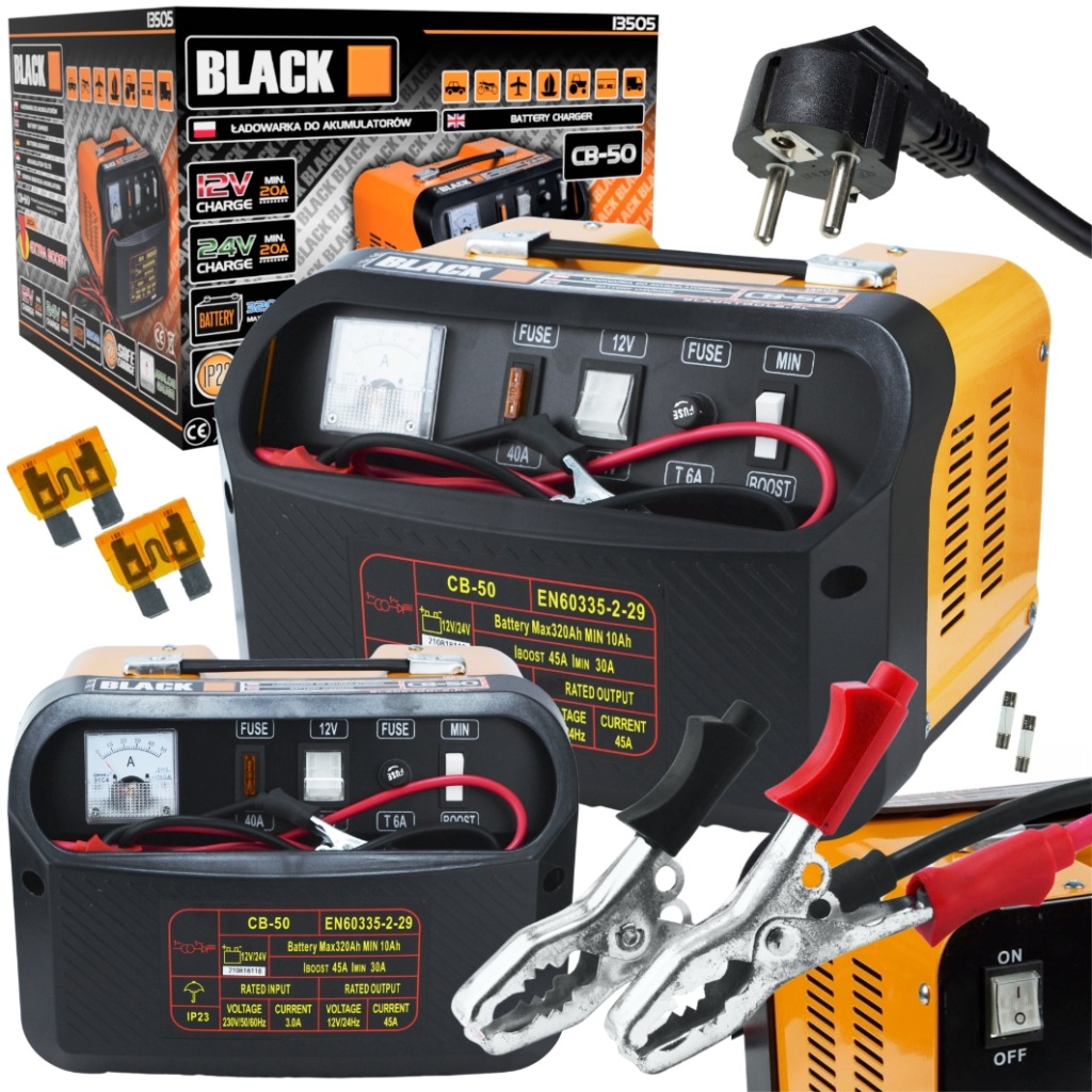 Nabíječka Akumulátoru 12 24 V GZL-50 Black