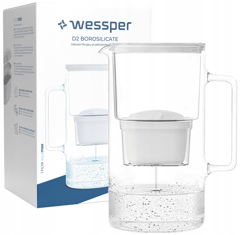 Skleněná Filtrační Konvice Wessper 3 L 1 Filtrační Vložka Na Vodu