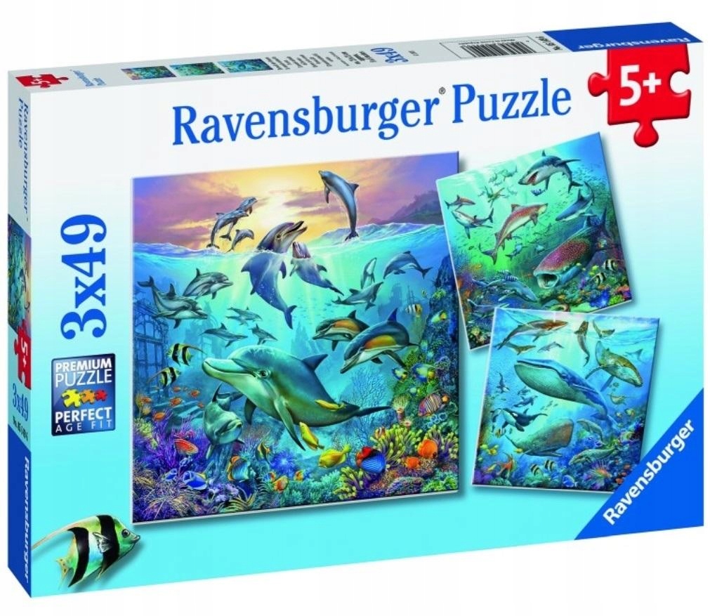 Skládačka Kreativní zábava Puzzle Manuální 3x49 Elementů Život pod vodou