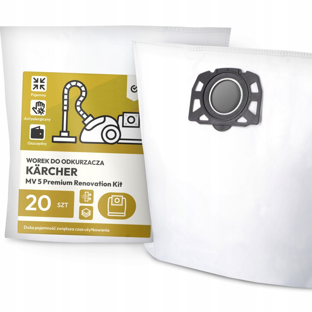 20 x Sáček Do Vysavače Kärcher MV 5 Premium Renovation Kit Silné Sáčky G9