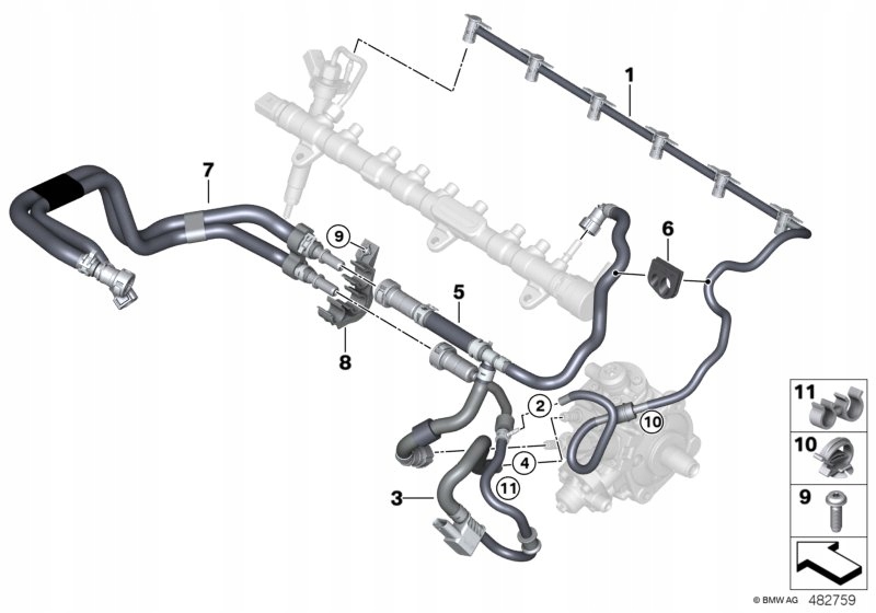 BMW G01 G06 G07 G11 G14 G20 G30 Przewód Przelewowy Paliwa Nowy OE 8598175 — zdjęcie 2
