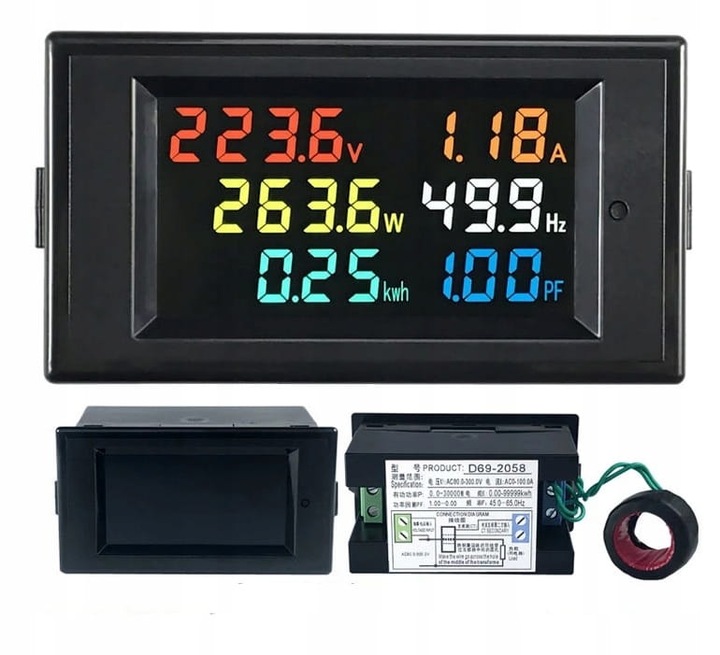 Voltmetr Ampérmetr Měřič Ac 40-300V D69-2058