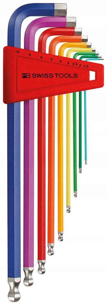 Sada úhlových klíčů imbus 9dílná Hex 1,5-10 mm Rainbow Pb Swiss Tools