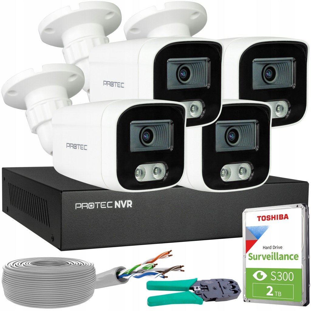 Sada pro monitorování 4 kamer Ip 8MP PoE Mikrofon Detekce lidí Hdd