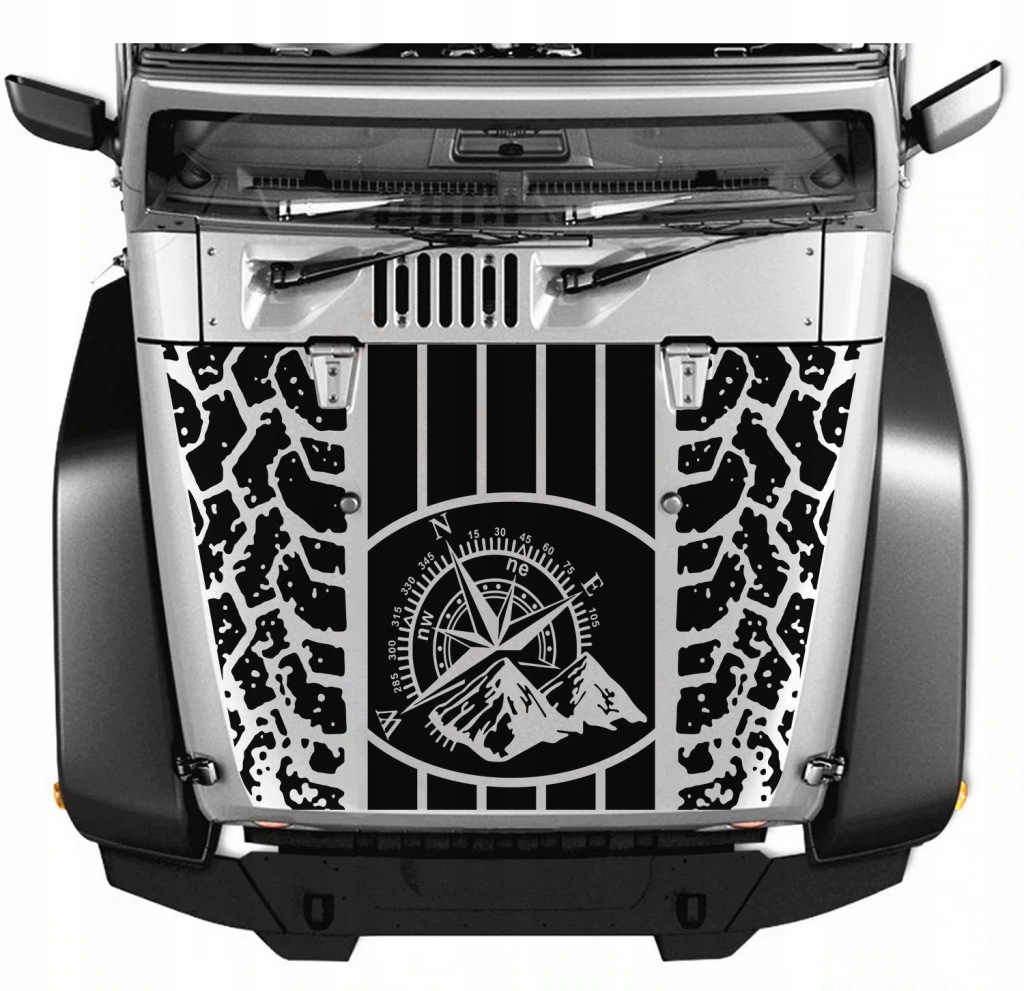 Nalepka Grafika na auto Masku Jeep Kompas Off Road Běžník 166x100