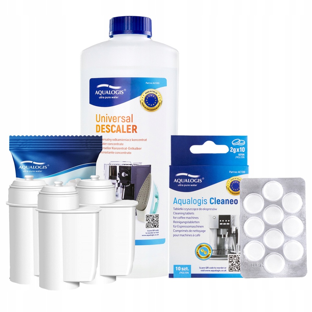 3x Vodní filtr Al-Inte pro kávovar Bosch+Univerzální odvápňovač 1L+Cleaneo