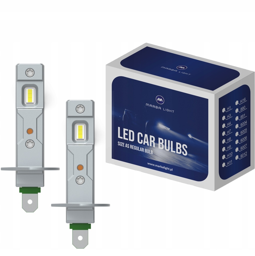 Žárovky H1 Led Marba Light 6000K Bílé 1:1 Plug & Play New Edition Alu Can
