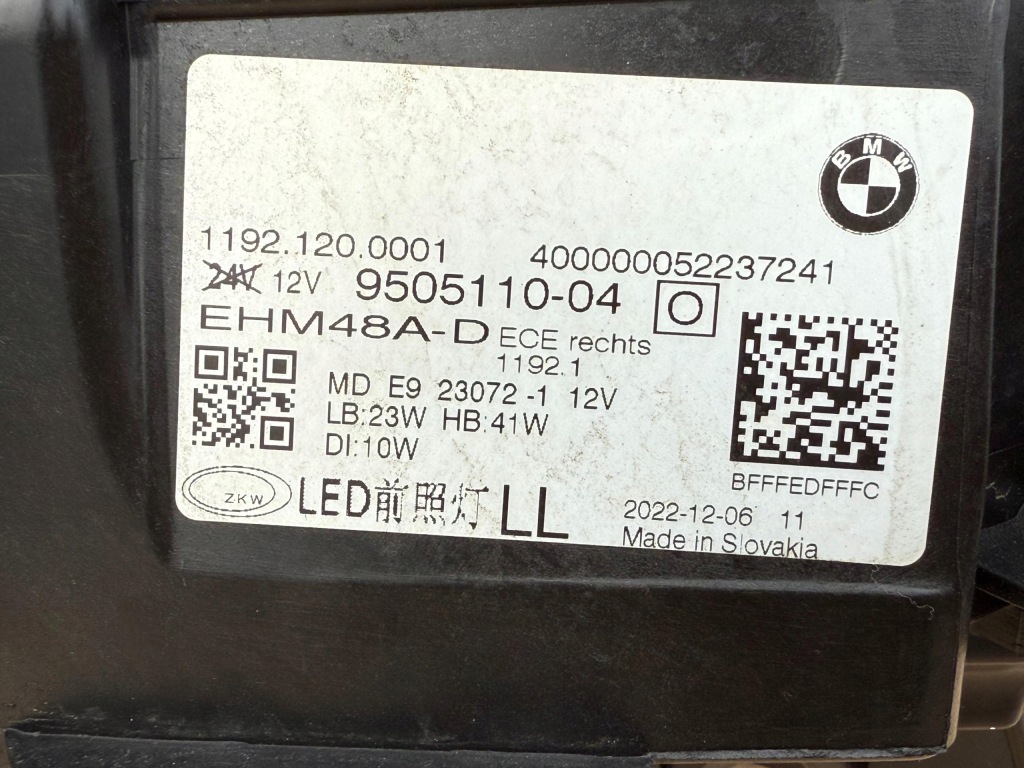 Bmw 4 G22 LED Lampa Przednia Przód Prawa Shadow Line OE 9505110 — zdjęcie 6