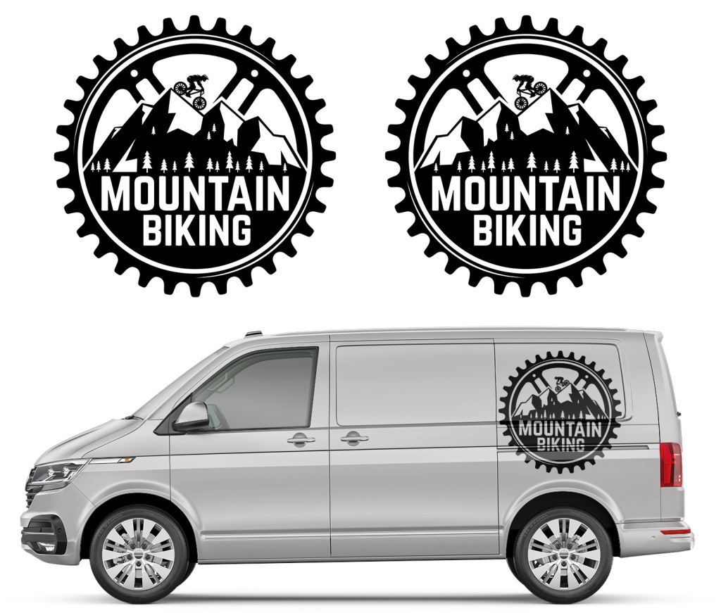 2x Samolepka na auto Mountain Biking 44x44 cm