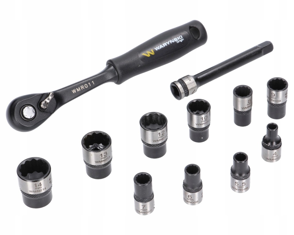Sada 12 kusů nástavců 1/4 prodloužení 7.5 cm Waryński