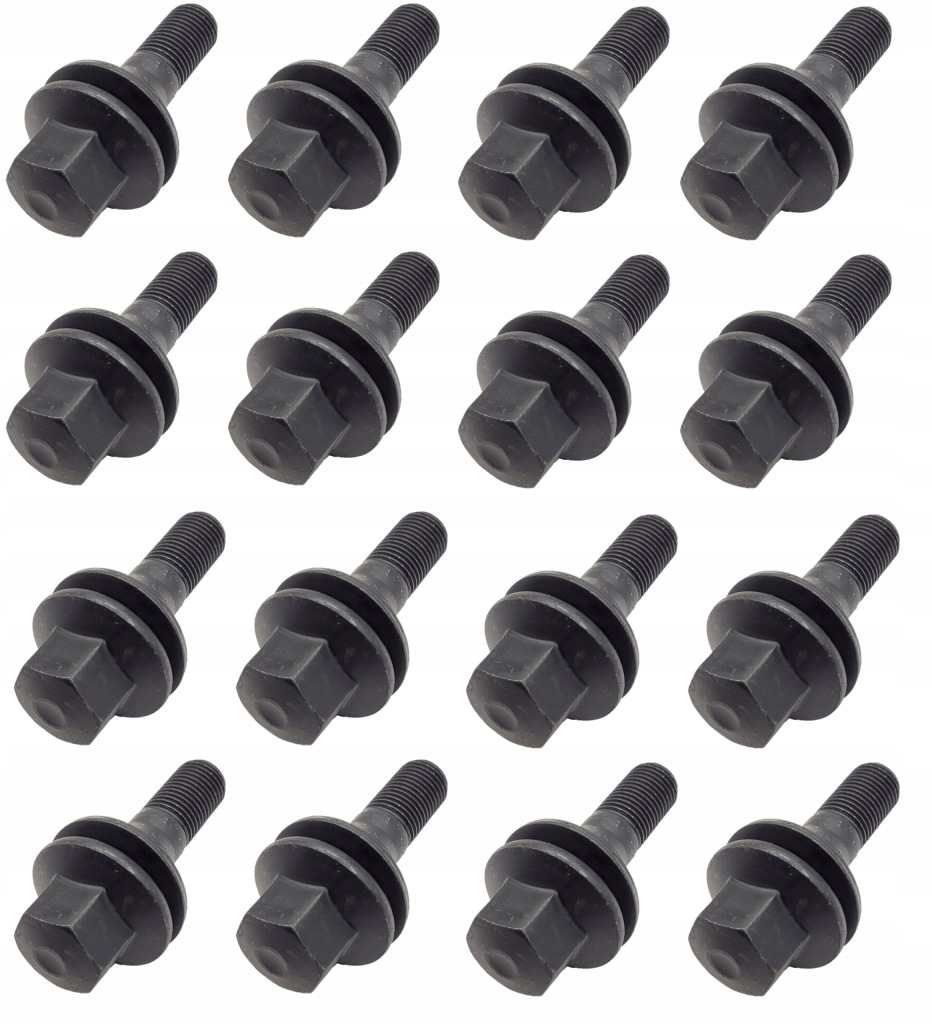 Černé ploché šrouby 12x1,25 36 mm pro ráfky Peugeot Citroen 16 Ks