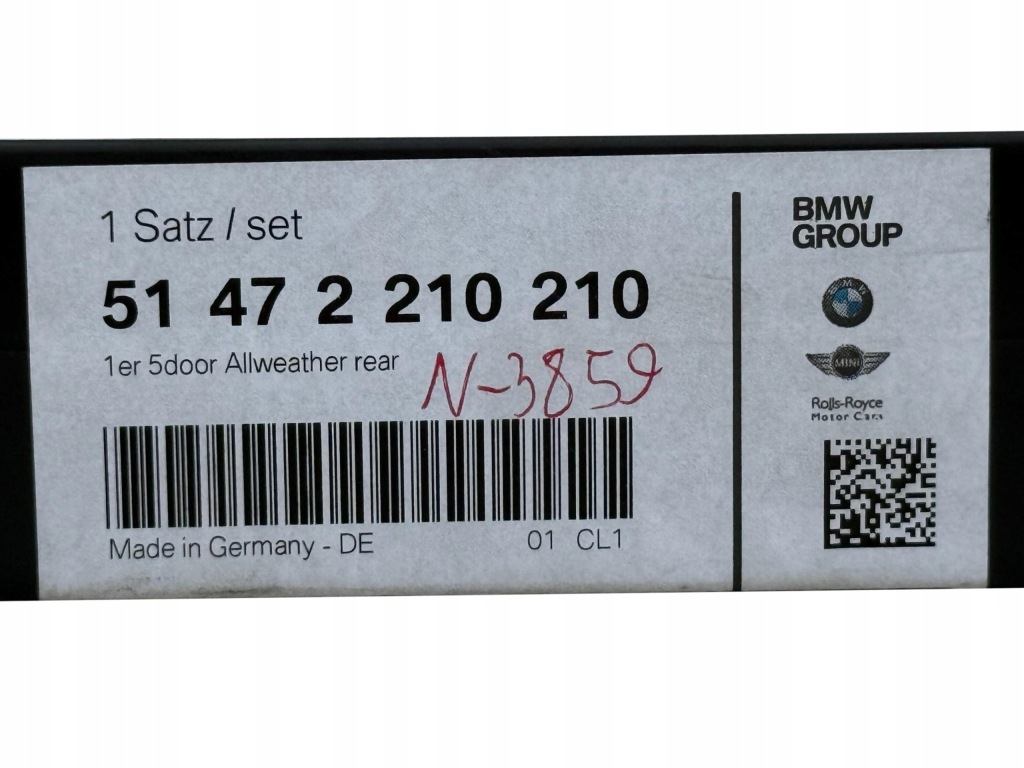 BMW 1 F20 Dywaniki Gumowe Tylne Tył Anthrazit Allwetter Nowe OE 2210210 — zdjęcie 7
