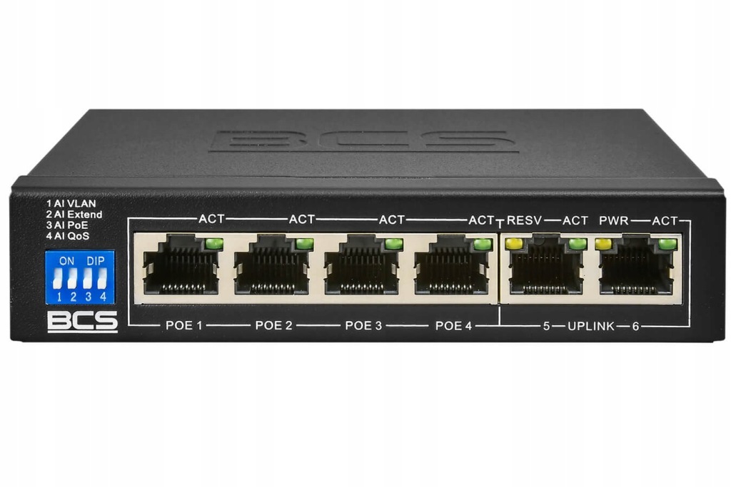 PoE Switch 4x PoE pro 4 Ip kamery BCS-B-SP0402 Bcs