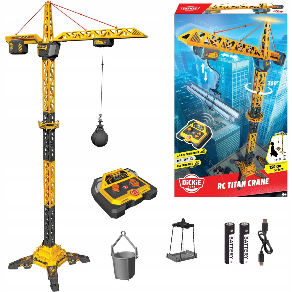 Velký Dálkově Ovládaný Jeřáb 150 CM Otočné Rameno Titan Crane Rc Usb Dálkové Ovládání