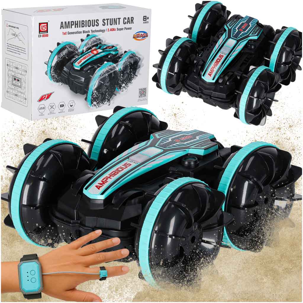 Dálkově ovládaný automobil Amfibia Stunt Car ovládaný gesty 4x4 2,4 GHz