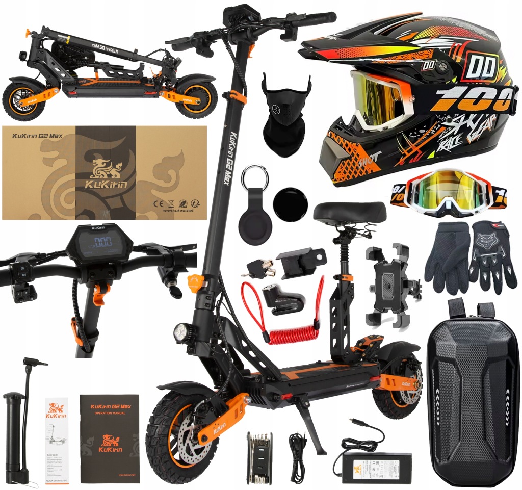 KuKirin G2 Max Elektrické vozidlo 1200W 48V 20.8AH 55KM/H 70KM 8 Dárek