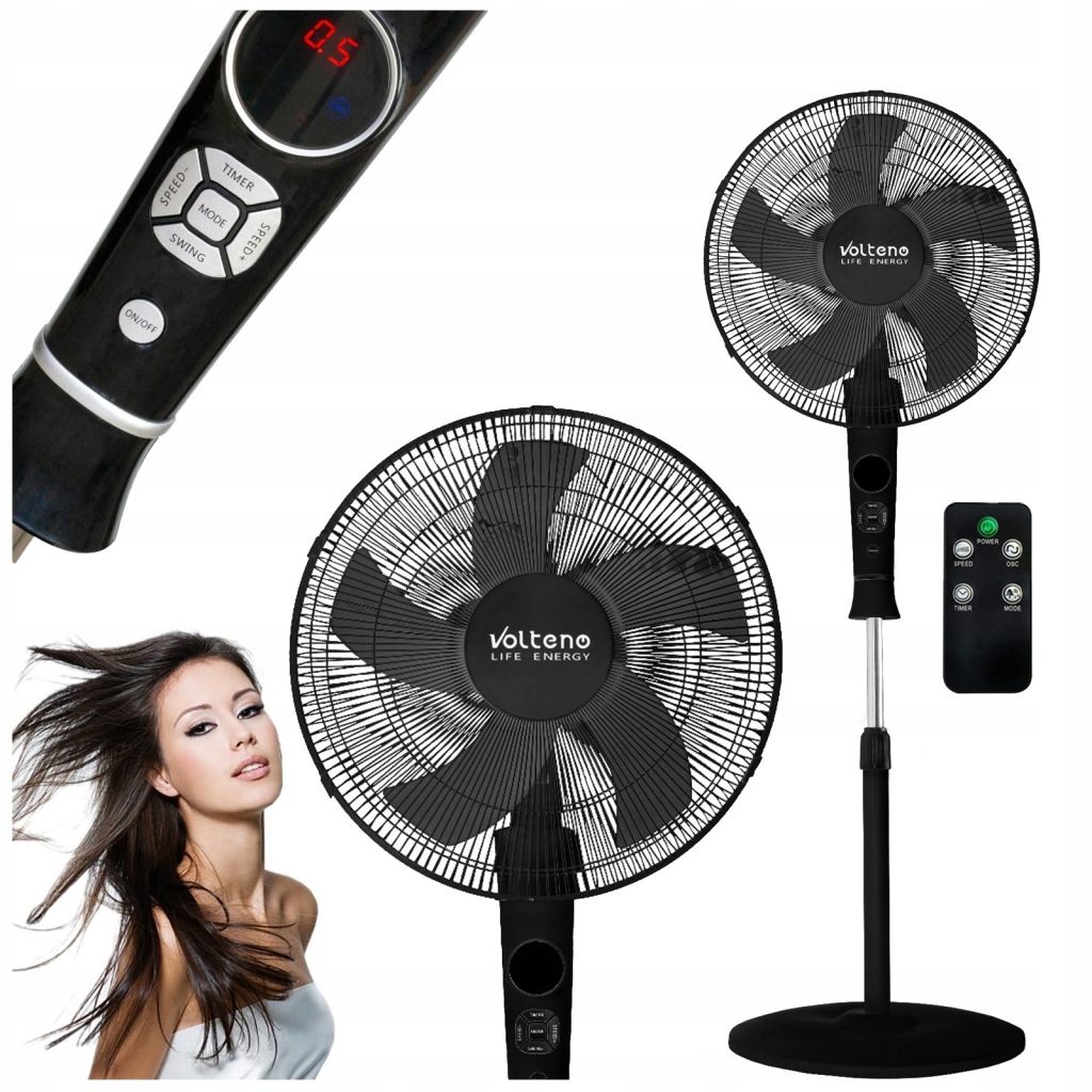 Podlahový Ventilátor Stojící, Volně Stojící, Tichý, Výkonný 40W Dálkový Ovladač