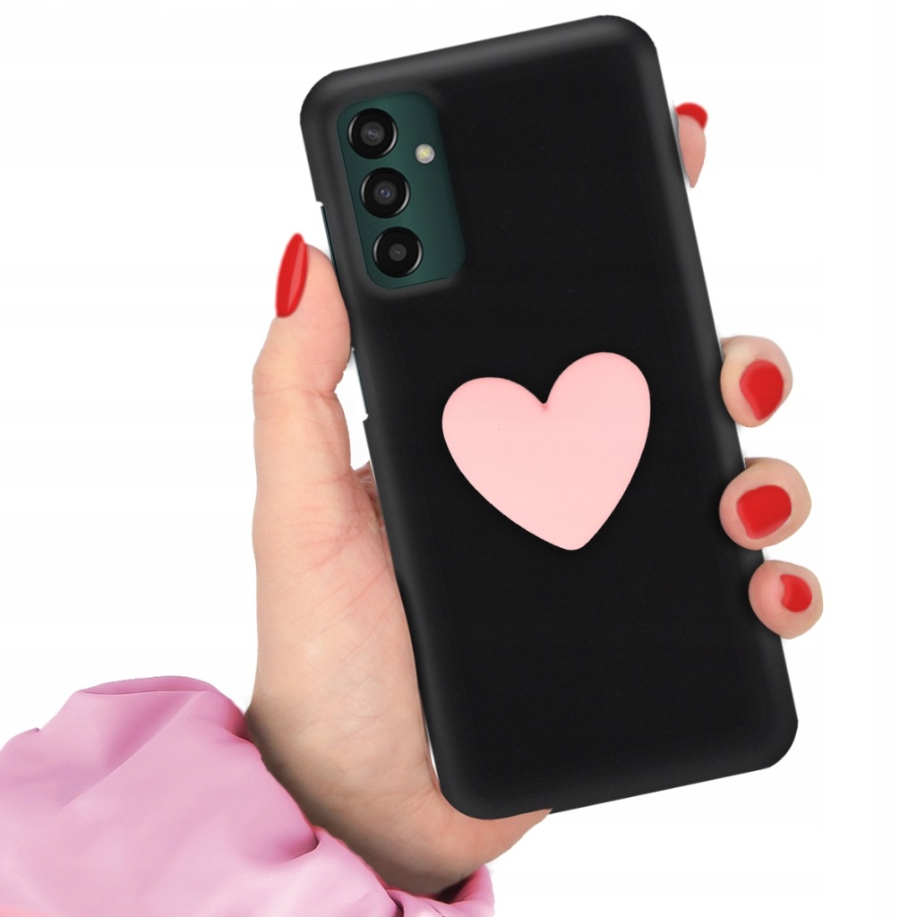 Pouzdro Matné Černé Pro Samsung M13 4G Růžové Srdce
