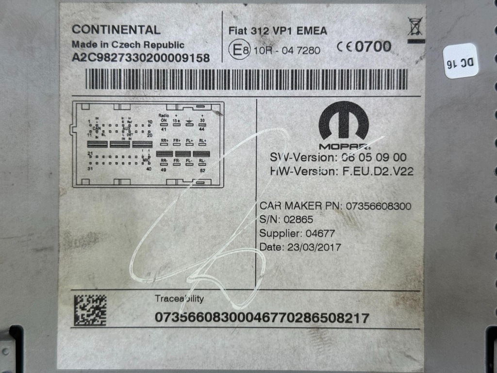 Fiat 500 Radio Samochodowe Oryginalne OE 07356608300 — zdjęcie 6