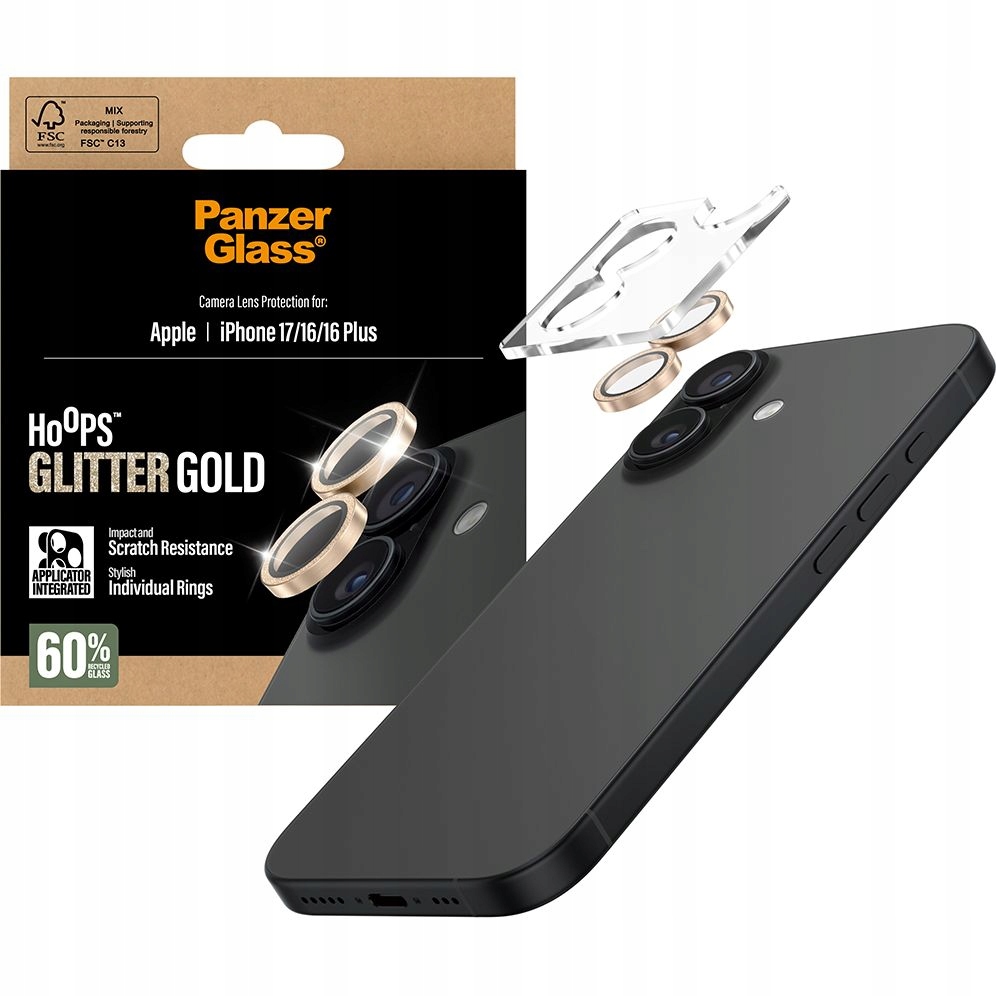 Sklo na fotoaparát PanzerGlass pro iPhone 17 16 Plus 16, silné aplikátor
