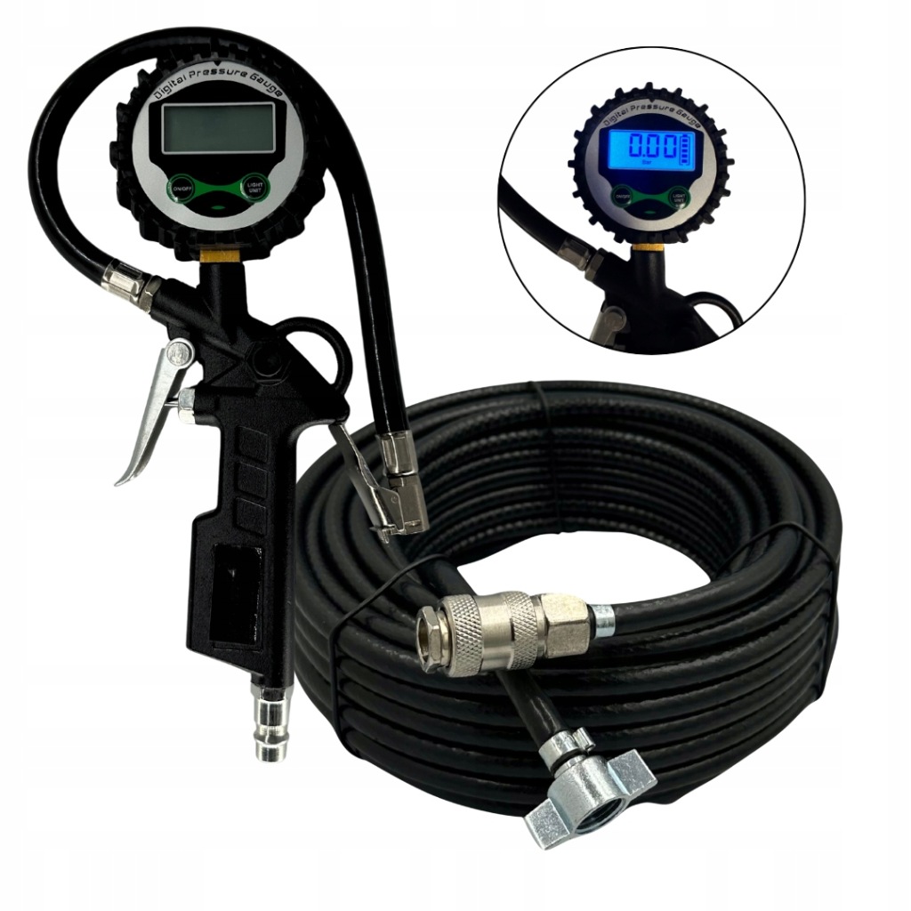 Kabel pro nafukování kol 18 m Pistole s digitálním manometrem Agro Tir Bus