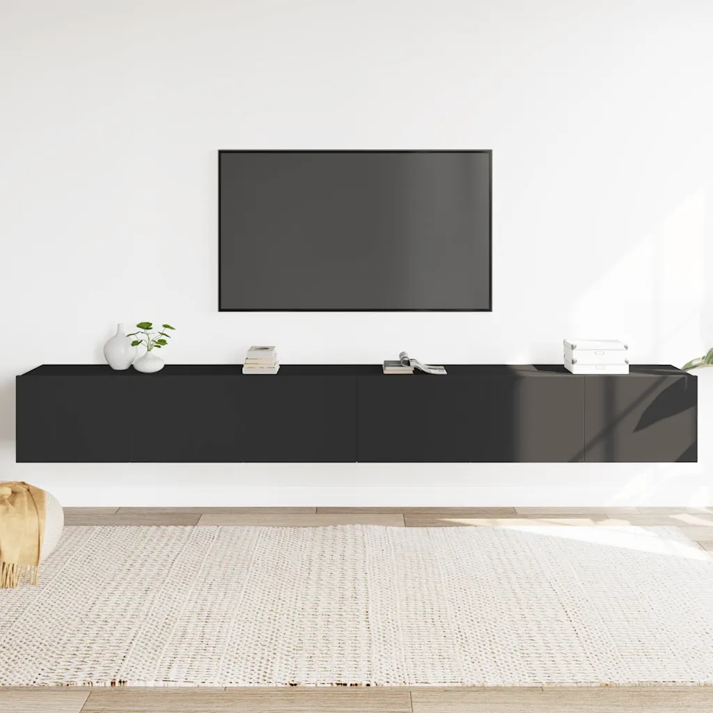 3dílný set Tv skříněk černý kompozitní dřevo Černý 3114471