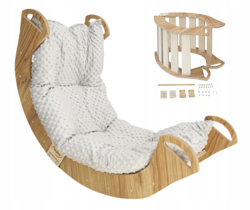Houpačka s polštářkem Šedá Mdf Montessori pro dítě 98 cm/L