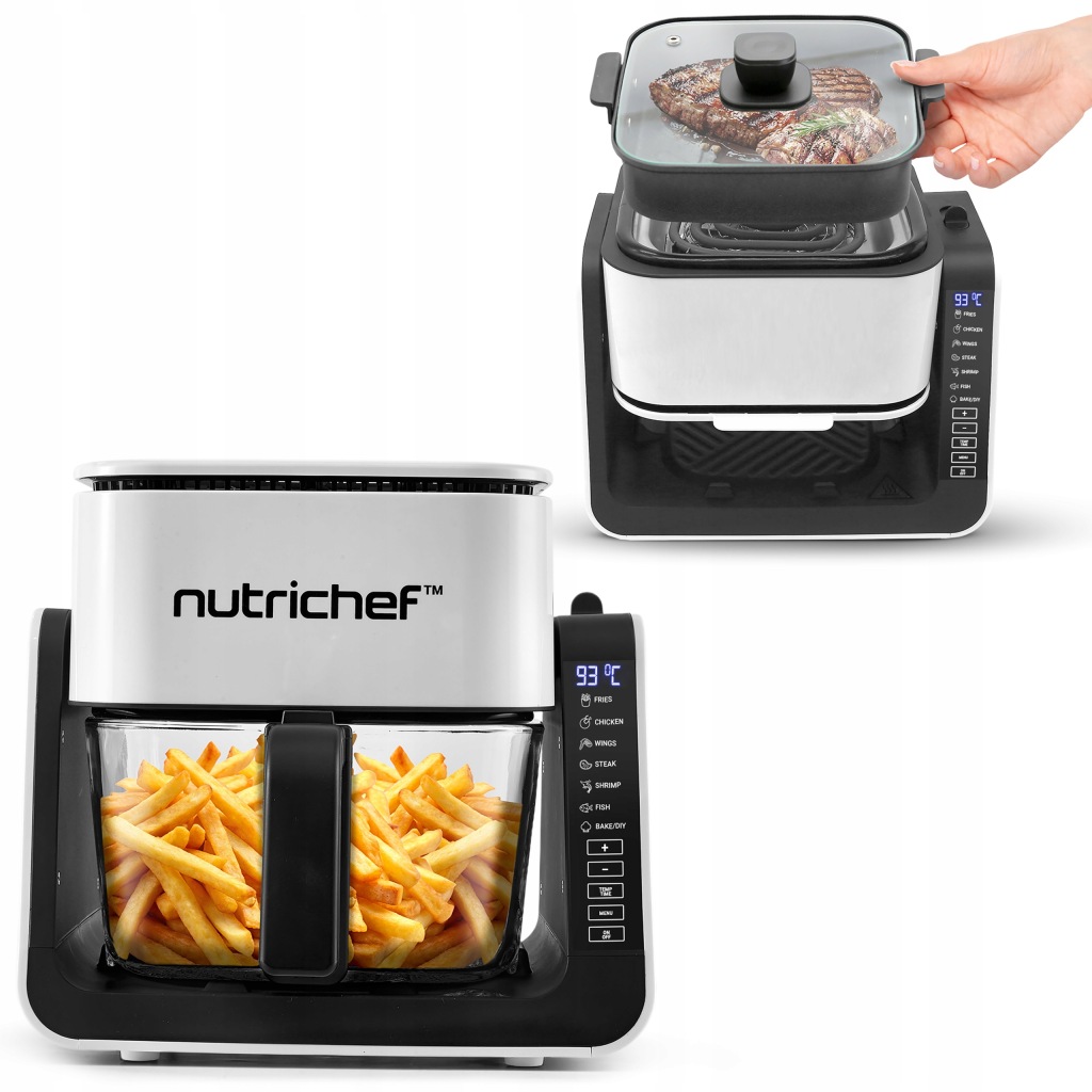 Beztuková Fritéza Air Fryer, Přídavná Funkce Grilu, 7 Programů
