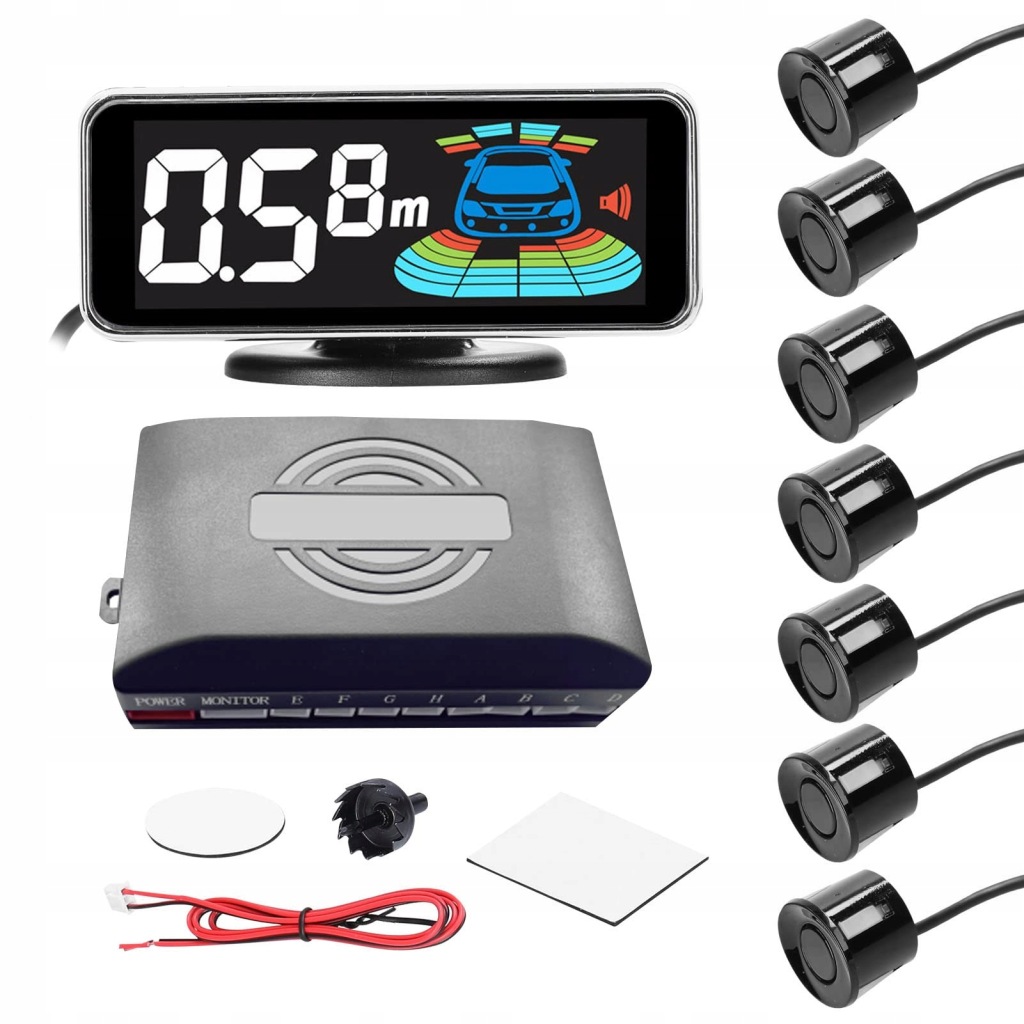 Zdjęcie okazji: 8sz Czujniki Parkowania Cofania Parktronic Z Wyświetlaczem Led LCD ciemność