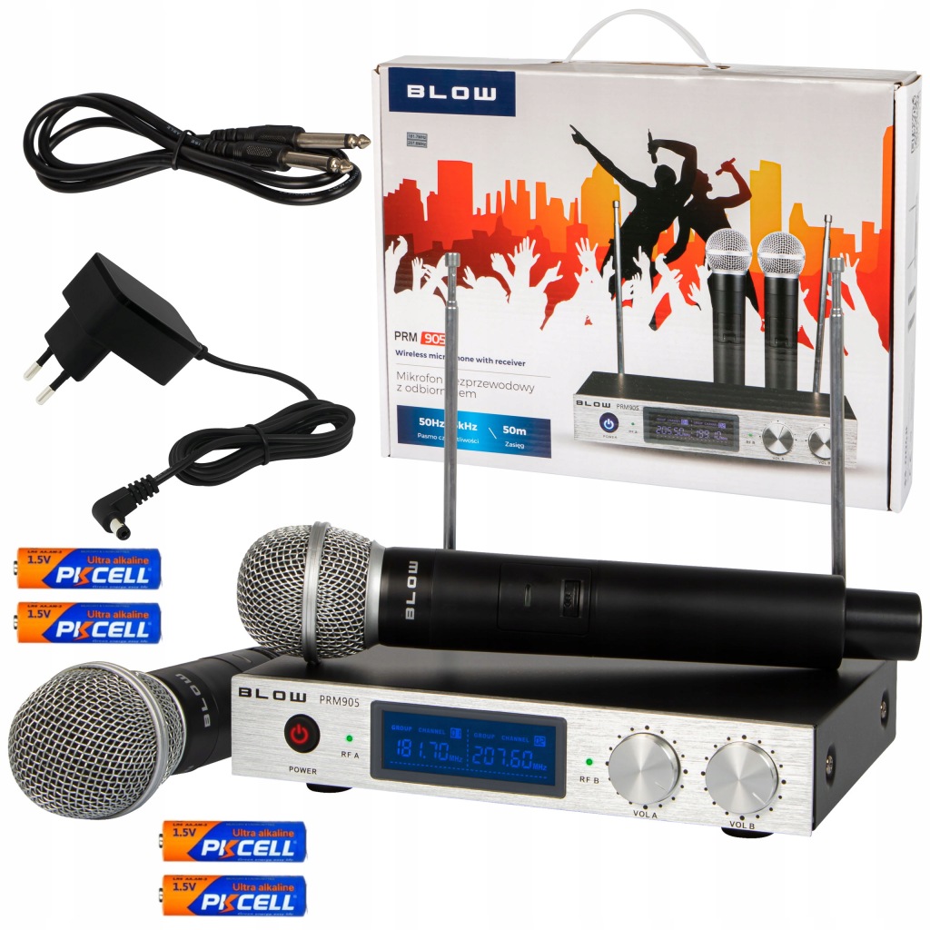 Profesionální Bezdrátový Mikrofon 2ks Přijímač Vhf Jack 6.3 50m 2xAA