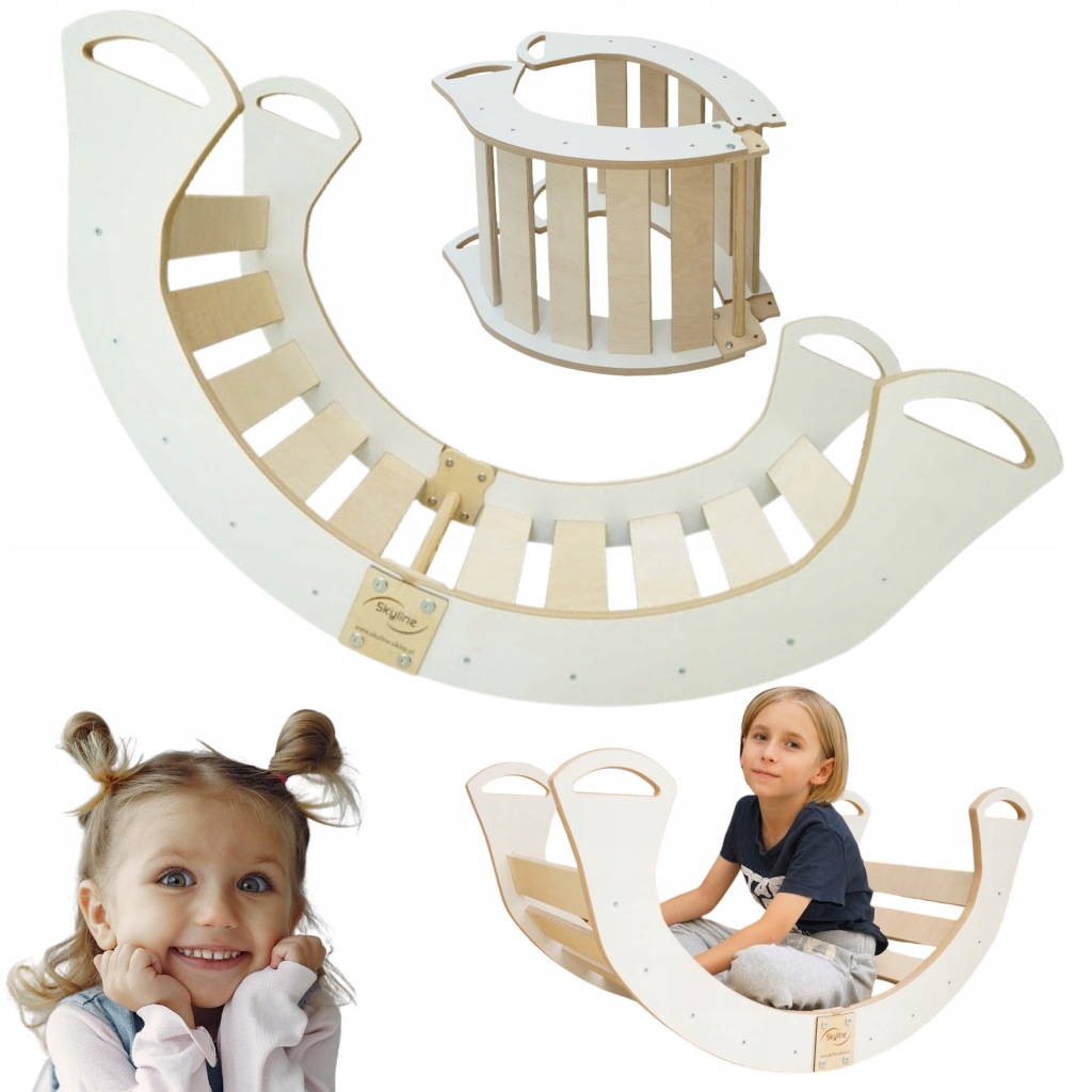 Montessori dřevěné Houpačka pro děti, bílé, pevné, Polský