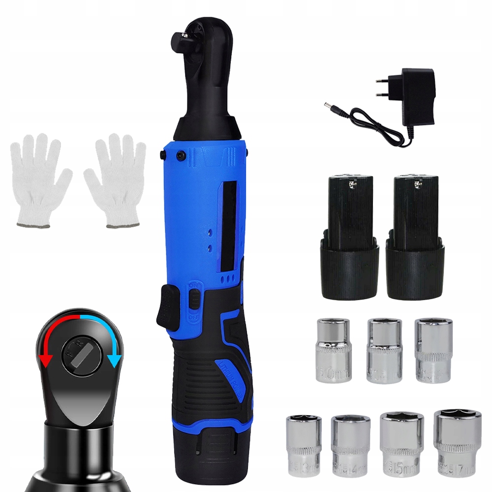 Výkonný Elektrický Aku Momentový Klíč Ráčnový 2 Baterie 12 V