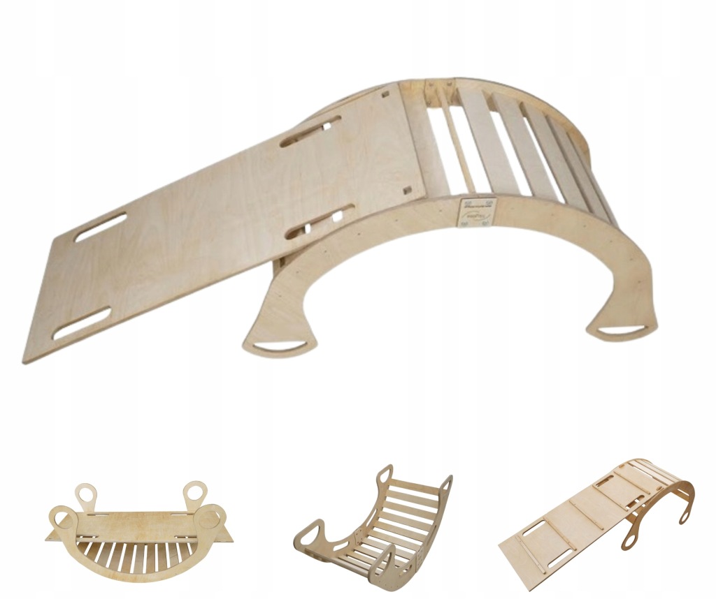 Houpačka Montessori balanční/skluzavka pro děti 113 cm/XL Mdf 4v1
