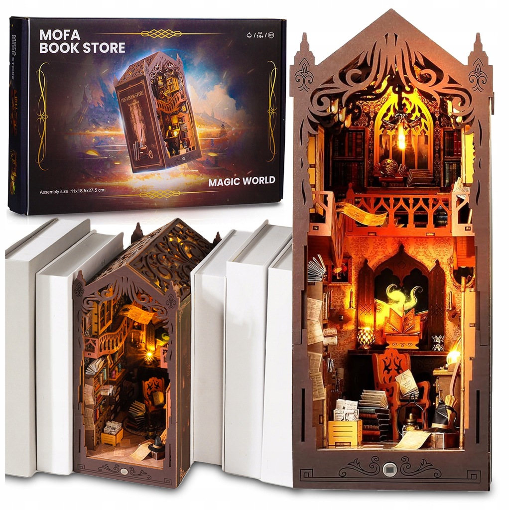 Skládací Knihovna 3D Puzzle Skládací Model Dřevěného Kouzelného Domku