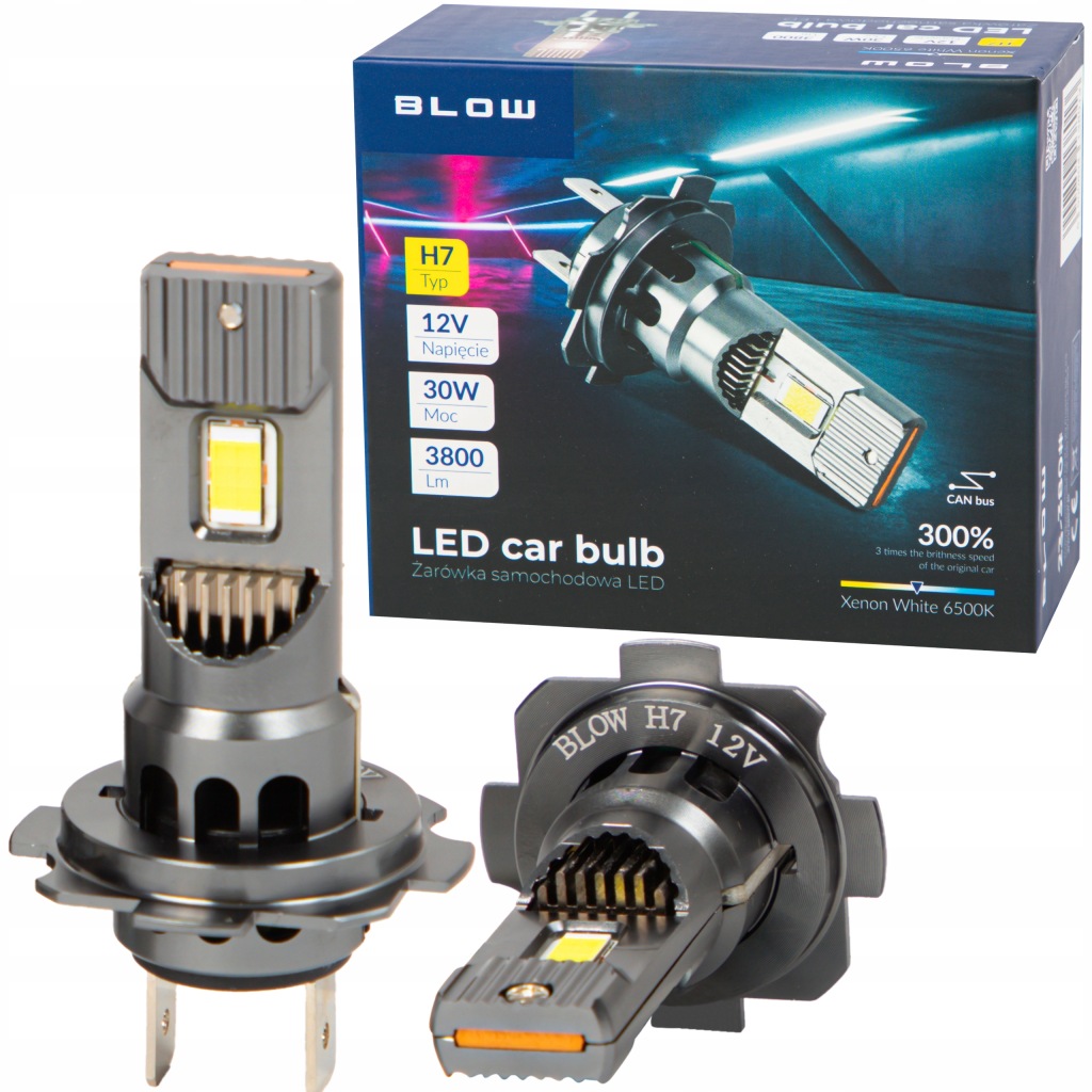 Zdjęcie okazji: 2x Żarówka Samochodowa Led H7 12V 30W Hq 300% więcej światła 6500K 3800LM