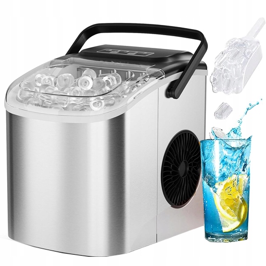 Výrobník Ledu, 15 KG/24 H, 95 W, Express Výrobník Ledu, Domácí Výrobník Ledu, Stříbrný