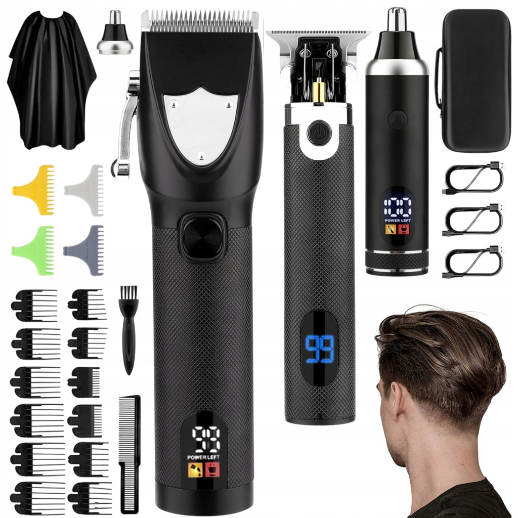 Bezdrátový Zastřihovač T-blade S Led – Pro Profesionální Kadeřníky Černý