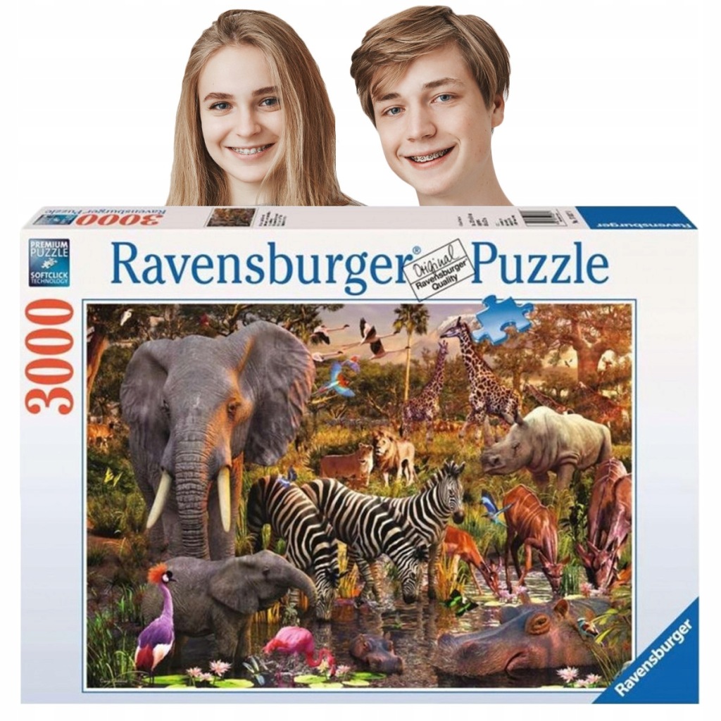 Puzzle Pro Náročné 3000 Zvířata v Africe Dobrá Kvalita Skvělé Puzzle