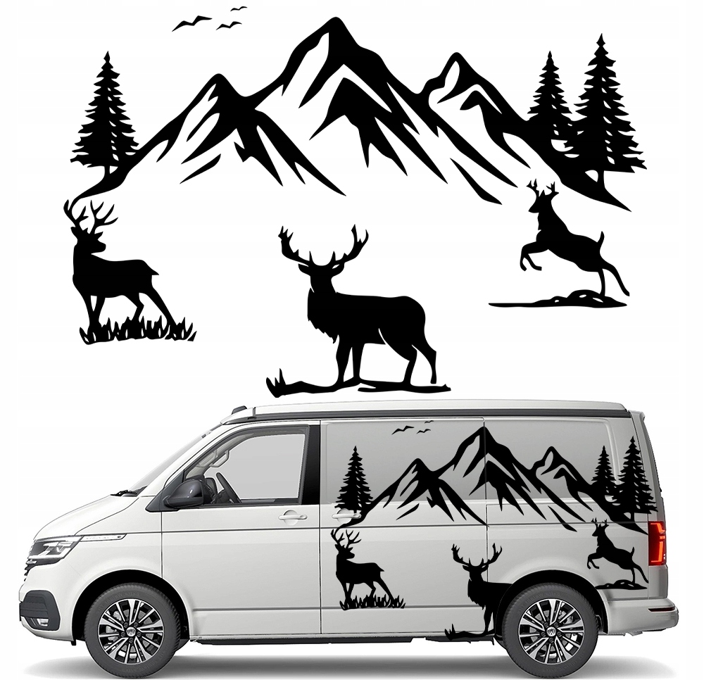Nálepka Grafika na karavan Hory Jelení Příroda 90x134