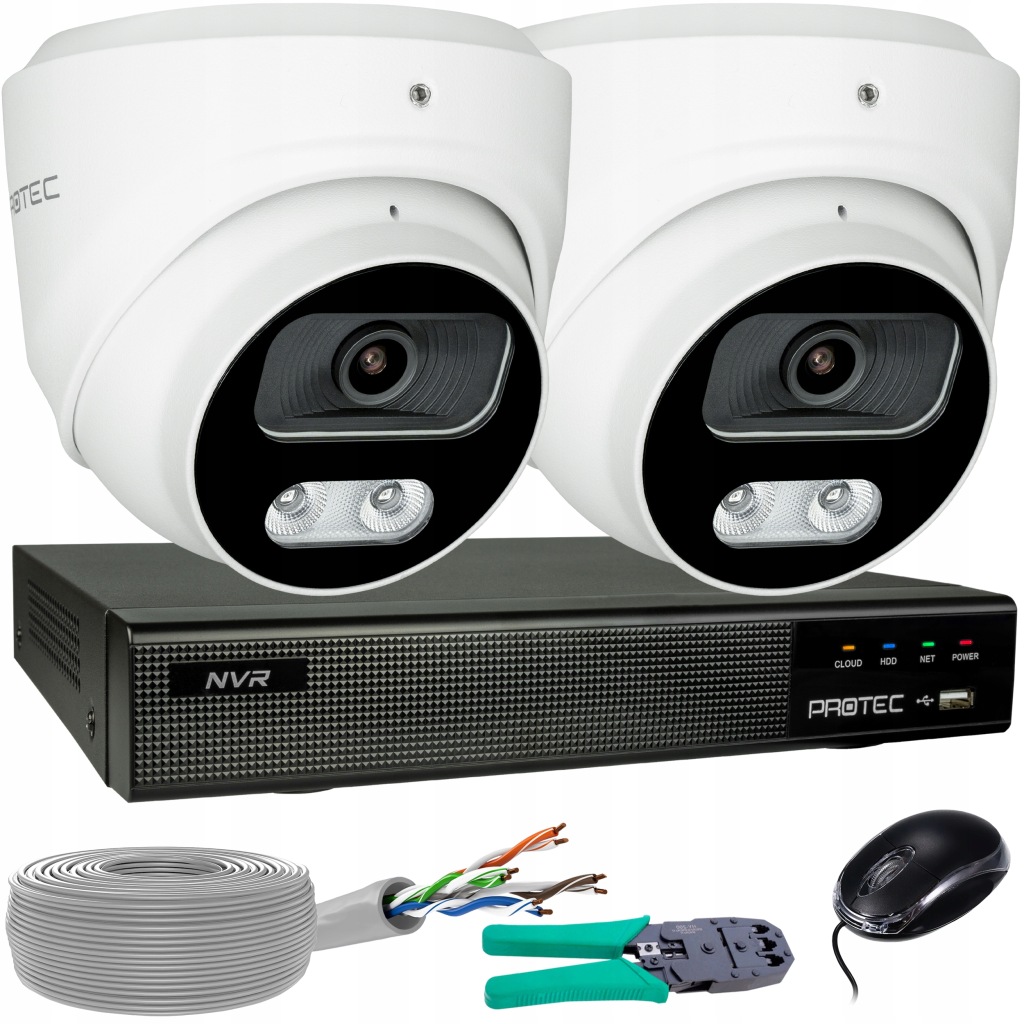 Monitorovací sada 2 Ip kamery 8MP 4K Poe Detekce lidí a vozidel bez hdd