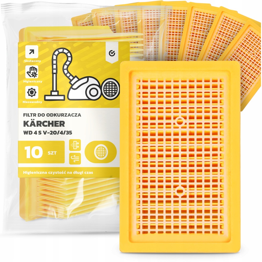 10x Filtr Pro Vysavač Kärcher Wd 4 S V-20/4/35 Vzduch Velký Filtry Em-w