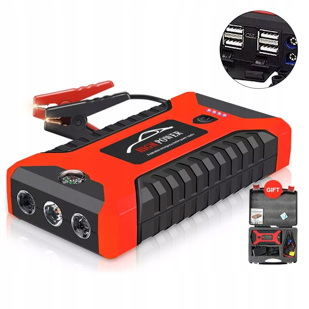 Startér Do Auta Powerbank Autostartovací Zařízení 99800 Mah S Klipem