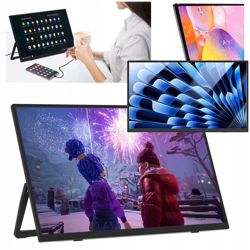 Přenosný monitor Pro Notebook Telefonu 15,6" 1920*1080P Fhd Zeuslap ZP156