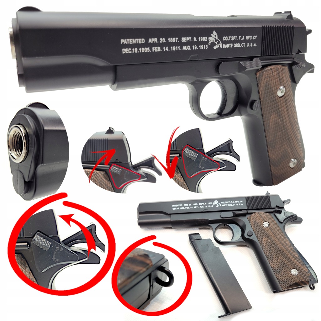 Kovová Pistole Na Kuličky Colt M1911 100% Kovová Replika Asg Puška Kotouče