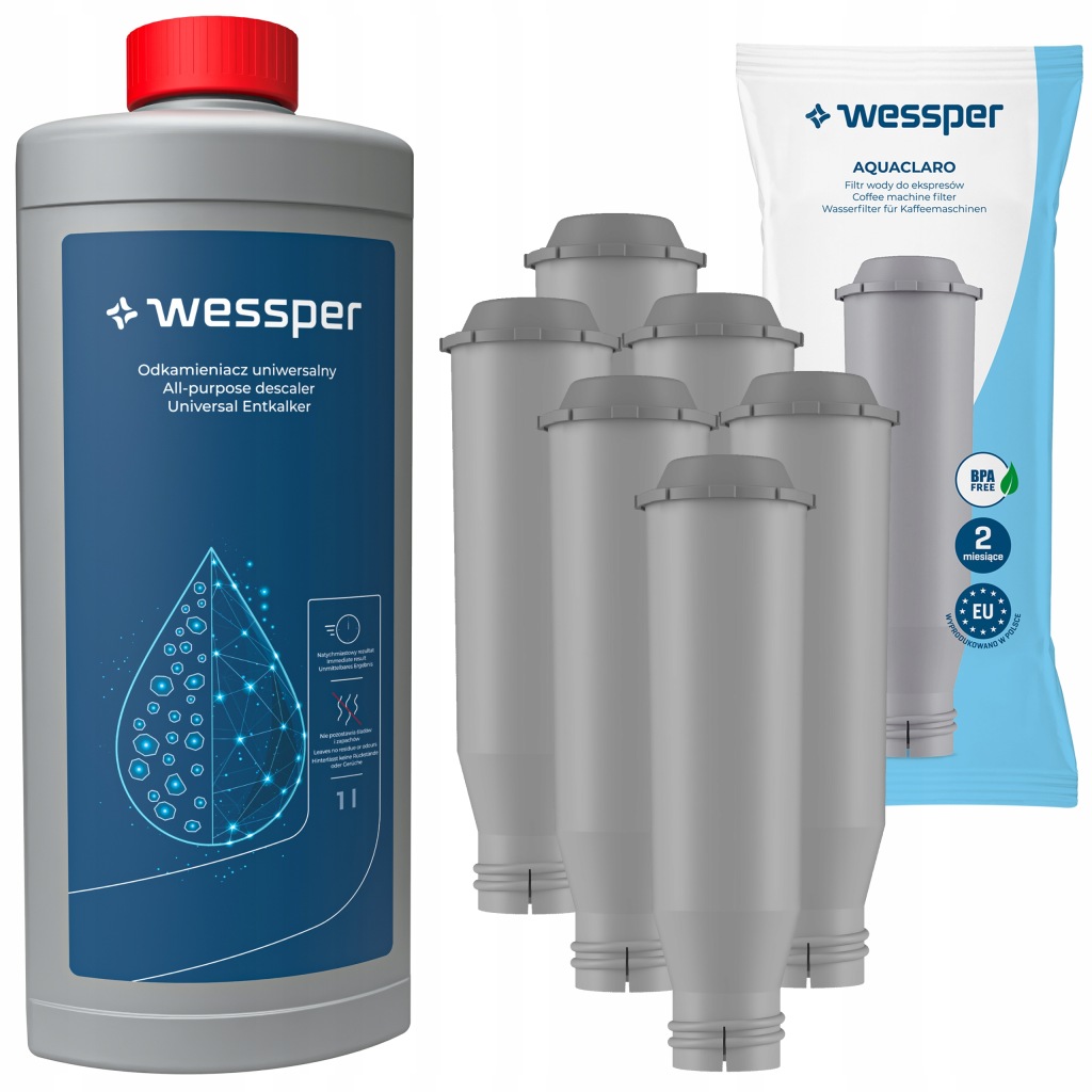 6 x Filtr Wessper pro kávovar Krups Univerzální odvápňovač Wessper 1L