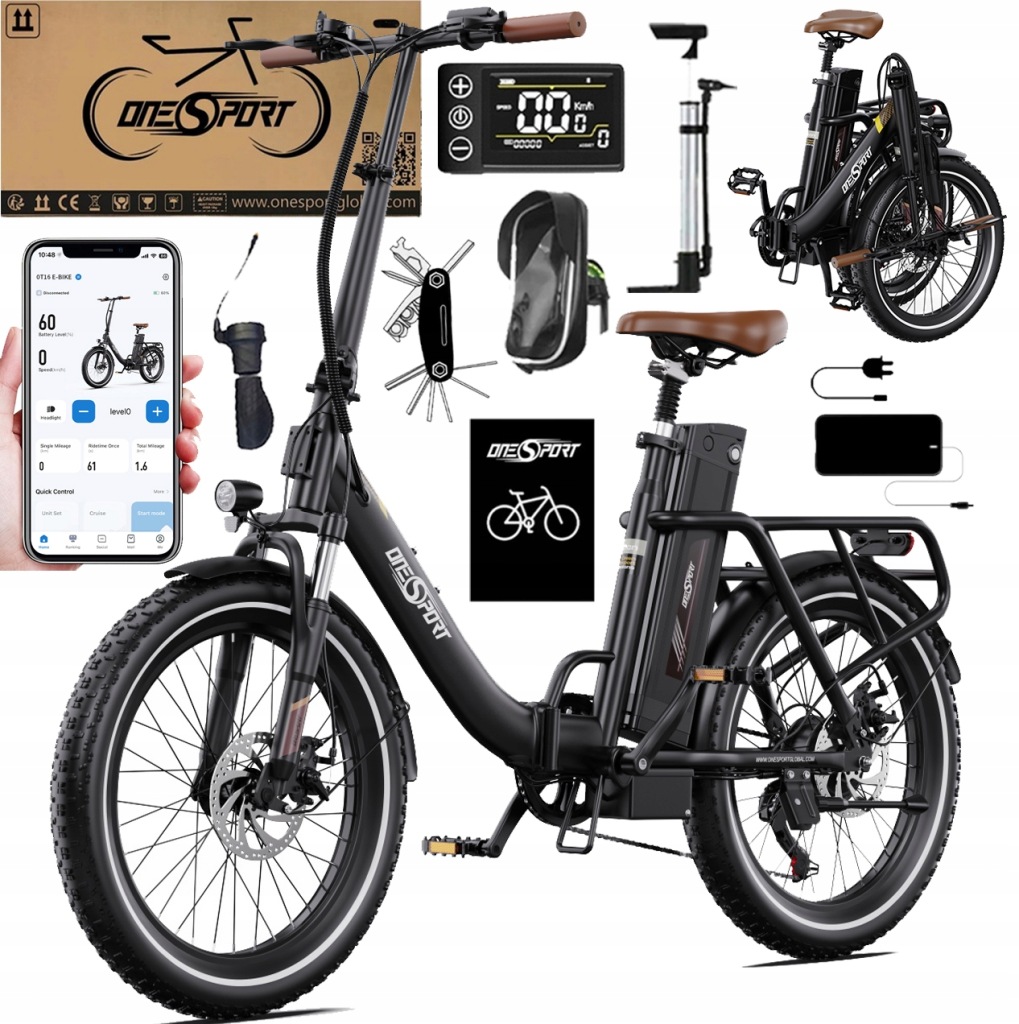 Onesport OT16-2 Skládací Elektrokolo 250W 48V 17AH 25KM/H 120KM S App