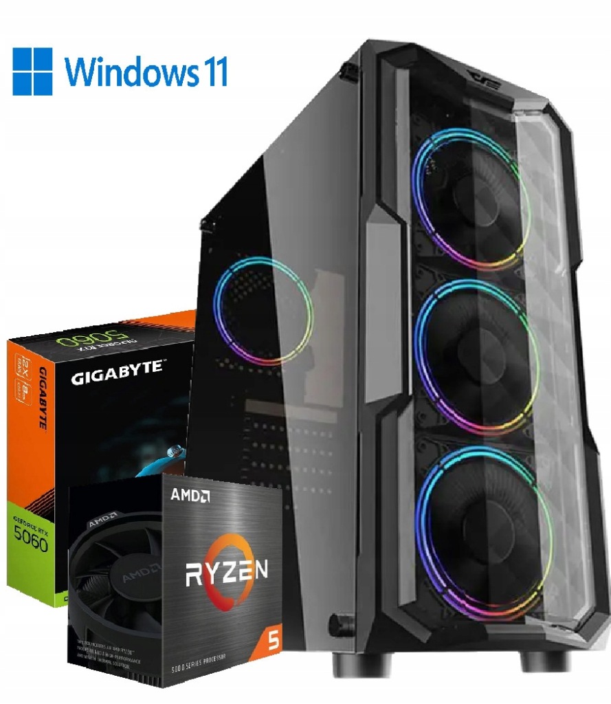 Počítač Ryzen 5 5500, Rtx 5060 8GB, 16GB DDR4, 480GB M.2 WIN11